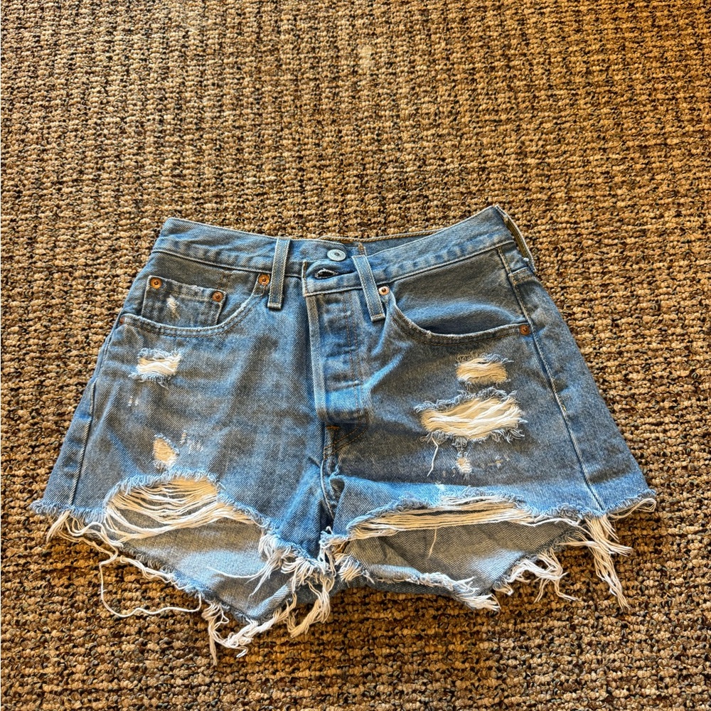 Levi's Light Blue Distressed Jean Shorts